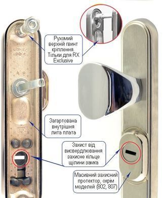 Фурнітура захисна ROSTEX OFFICE R fix-mov DIN PLATE 72мм Хром_сатин 23мм 37-50мм 3клас Office CR_SAT Комплект RST-4039687403 фото