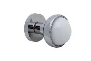 Ручки дверные Rich-Art 044 R 65 Кристалл СR \ White хром \ белое стекло Rich-Art 1109 фото