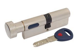 Цилиндр дверной Mauer KC-NW4 46/31=77 круглая ручка, 3 ключа, никель (33768) 33768 фото