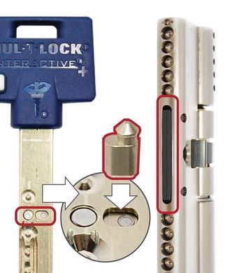 Цилиндр MUL-T-LOCK INTERACTIVE+ XP 100 мм ( 50x50 ) Ключ-Ключ VIP_CONTROL 2KEY+3KEY CAM30 Никель сатин MTL7000001196 фото