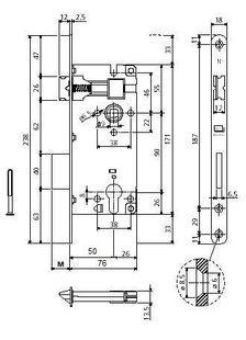 AGB Art. B025975003 Механизм Grande латунь 90мм 18мм (37015) 37015 фото
