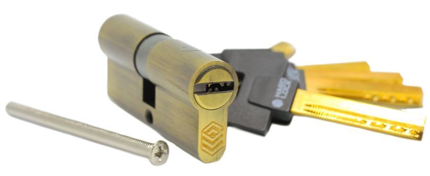Дверний циліндр HardLock L-серія 70мм (35х35) Бронза (ключ-ключ) HL390 фото