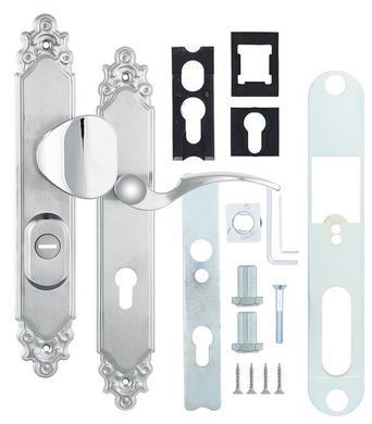 Фурнітура захисна ROSTEX OZDOBNA R fix-mov DIN PLATE 85мм Хром_мат 22мм 40-45мм 3клас Ovalne/Ozdobna CR_MAT Комплект права RST-4042077103 фото