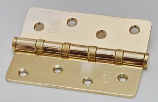 Петля дверная RDA 100*3*2,5 (4 подш, сталь) закр. R5 полированная латунь (31327) 31327 фото