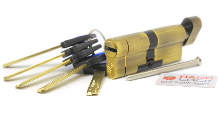 Дверний циліндр HardLock K-серія 70мм (35х35Т) Бронза (ключ-тумблер) HL396 фото