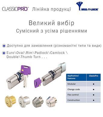 Цилиндр MUL-T-LOCK ClassicPro XP 90 мм ( 45x45 ) Ключ-Ключ O/K CAM30 Никель сатин MTL7000018676 фото
