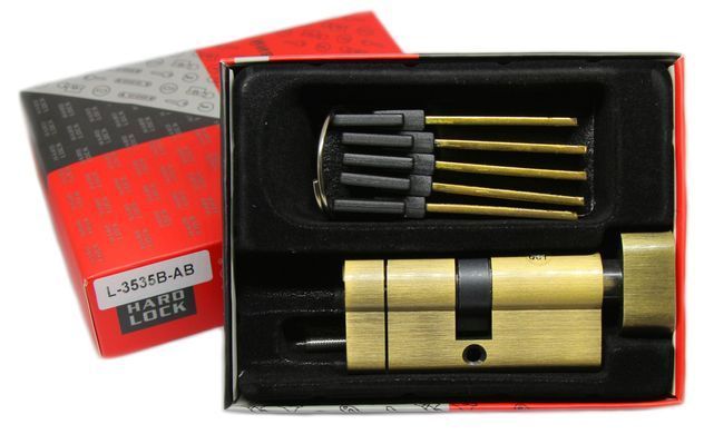 Дверний циліндр HardLock L-серія 80мм (40х40Т) Бронза (ключ-тумблер) HL378 фото