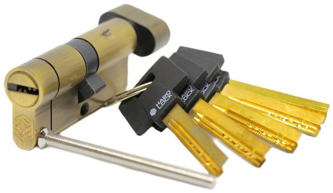 Дверний циліндр HardLock L-серія 80мм (40х40Т) Бронза (ключ-тумблер) HL378 фото