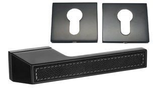 Ручки дверні Rich-Art Грейт 511 R68 FB \ Black чорний \ екошкіра з PZ накладками Rich-Art 1778 PZ фото