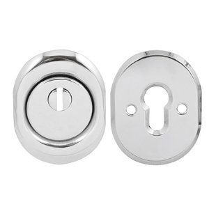 Комплект броненакладки Protect 14mm c кольцом овальная CP хром (прошивная) (53966) 53966 фото