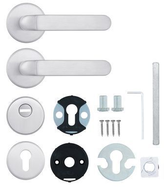 Фурнітура захисна ROSTEX *ROTONDUM R/S mov-mov DIN ROUND Нерж.сталь_мат 23мм 38-45мм 3клас Solid NEREZ_MAT Комплект EXTRA кріплення ручки накладне RST-4026817273 фото