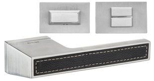 Ручки дверні Rich-Art Грейт 511 R68 MWSC \ Black матовий хром \ екошкіра чорна з WC фіксаторами Rich-Art 1779 WC фото