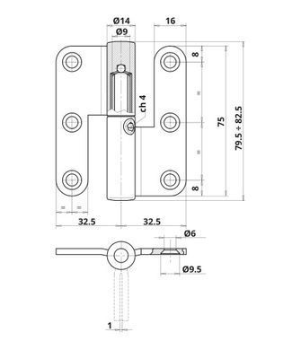 Петля дверная карточная с регулировкой Otlav CI485140H104 бихромат SX правая (24445) 24445 фото