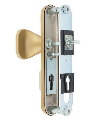 Фурнітура захисна ROSTEX DECOR R fix-mov DIN PLATE 72мм Титан_PVD_сатин 23мм 40-45мм 4клас Ovalne/Baryt TI_SAT Комплект RST-4042038600 фото
