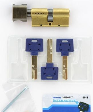 Цилиндр MUL-T-LOCK INTERACTIVE+ XP 105 мм ( 45x60T ) Ключ-Тумблер 3KEY CAM30 Латунь / Бронза античная MTL7000013823 фото