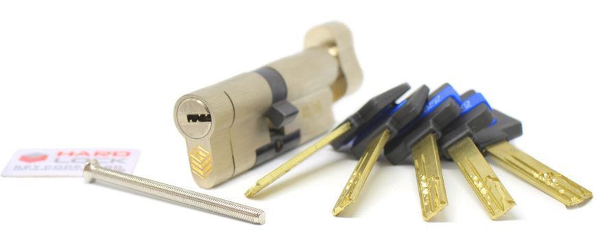 Дверний циліндр HardLock K-серія 90мм (40х50Т) Сатин (ключ-тумблер) HL412 фото